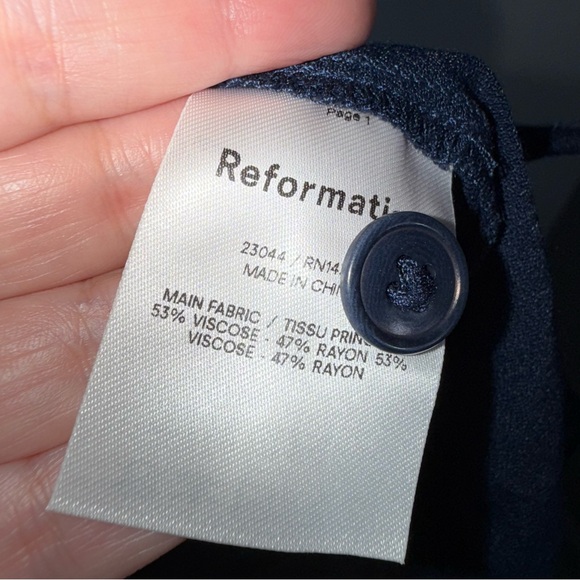 Reformation Rilynn Sleeveless Mini Dress-Button Front-Tie Back-Blue-Size 4 - Picture 6 of 9